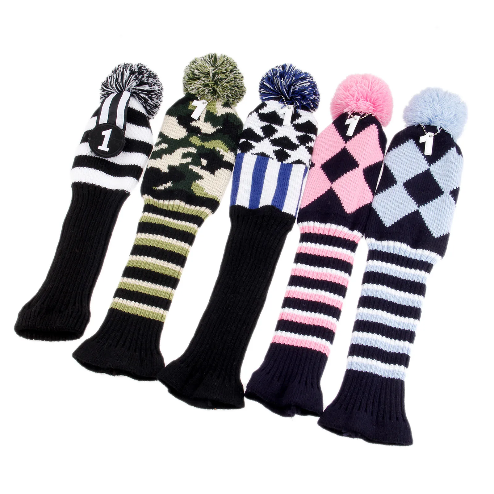 3 Pcs/set Pom Pom Golf Hybrid Club Head Covers Soft Wool Knitted Golf