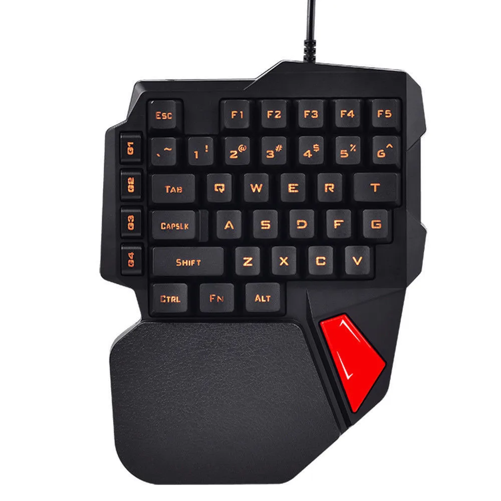 

2018 New Wired 38 Keys LED Backlit USB Ergonomic Single Hand Keypad Gaming Keyboard with Wrist Support Mini Keyboard