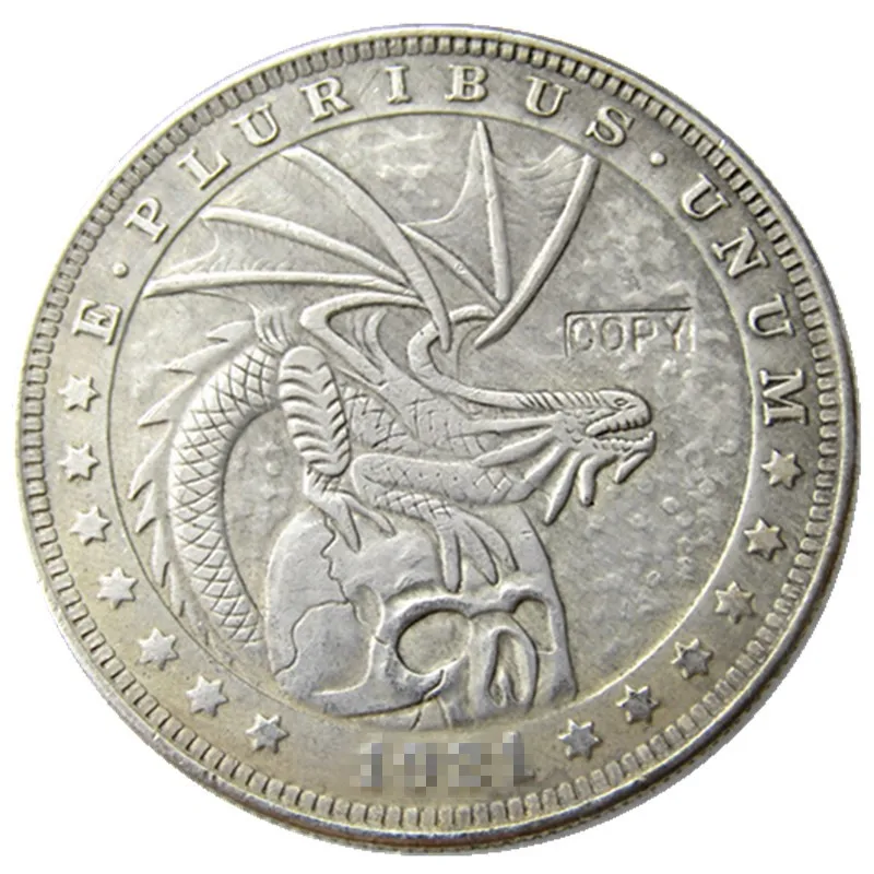 

HB(71)US Hobo 1921 Morgan Dollar Skull Zombie Skeleton Silver Plated Copy Coins