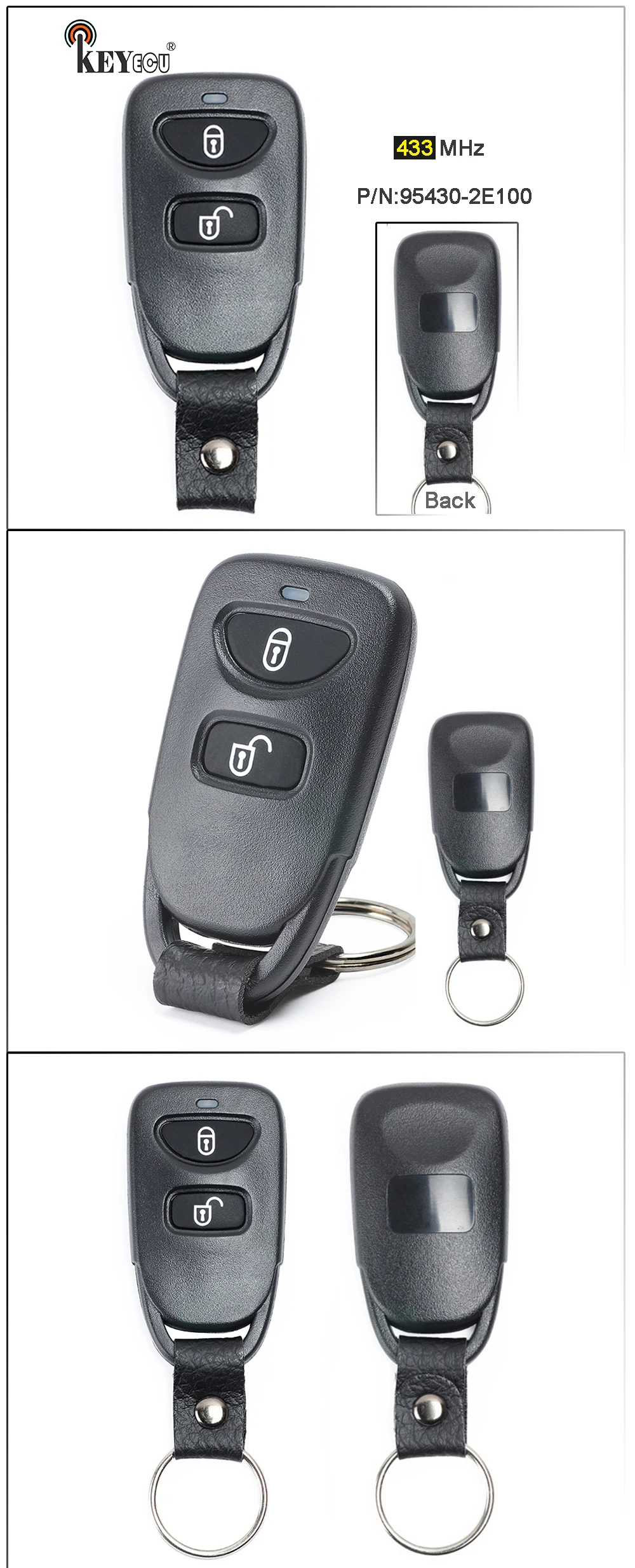 Keyforkess 433MHz P/N: 95430-2E100 di Ricambio 2 Tasto Chiave A Distanza di Chiave Auto Chiave A Distanza Fob per Hyundai Tucson 2008-2009 -
