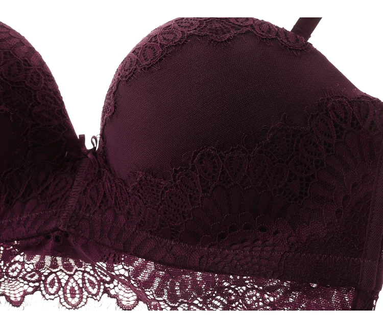 TERMEZY New Top Sexy Underwear Set Women Wireless Brassiere Push up Bra and Panty Sets Embroidery Solid color Lingerie Set  (11)