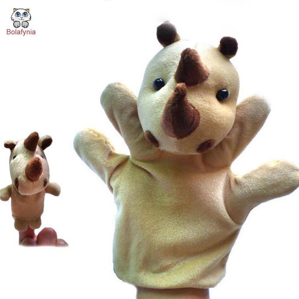 Animal rhino hand+finger puppet set Children baby plush Stuffed Toy