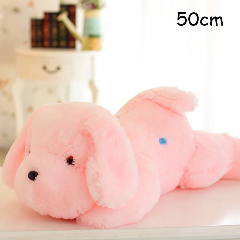 1 шт. 50 см/80 см светодиодный светильник плюшевая подушка для собаки игрушки светящиеся блестящие плюшевые подушки для собаки детские игрушки подарки для детей девочек - Цвет: pink-50cm