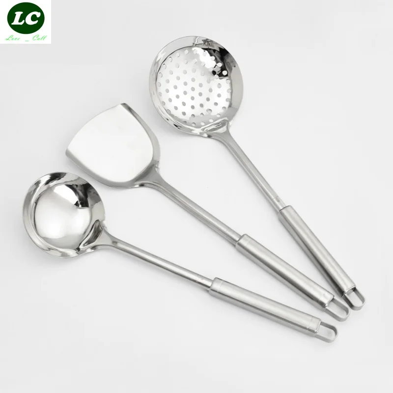 free shipping 3pcs stainless steel spoon spatula colander set inox