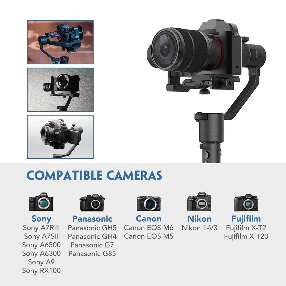 Ручной 3 осевой стабилизатор MOZA AirCross для Sony A7 A7S A7R II A9 A99 A6500 Panasonic GH4 GH5 G85 G9