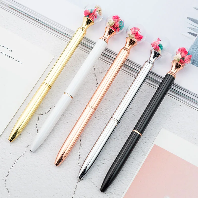 

1.0mm Creative Metal Dry Flower Ballpoint Pen Metal Ballpoint Pen Gift Advertising Signature Ballpoint Pen School Stationery