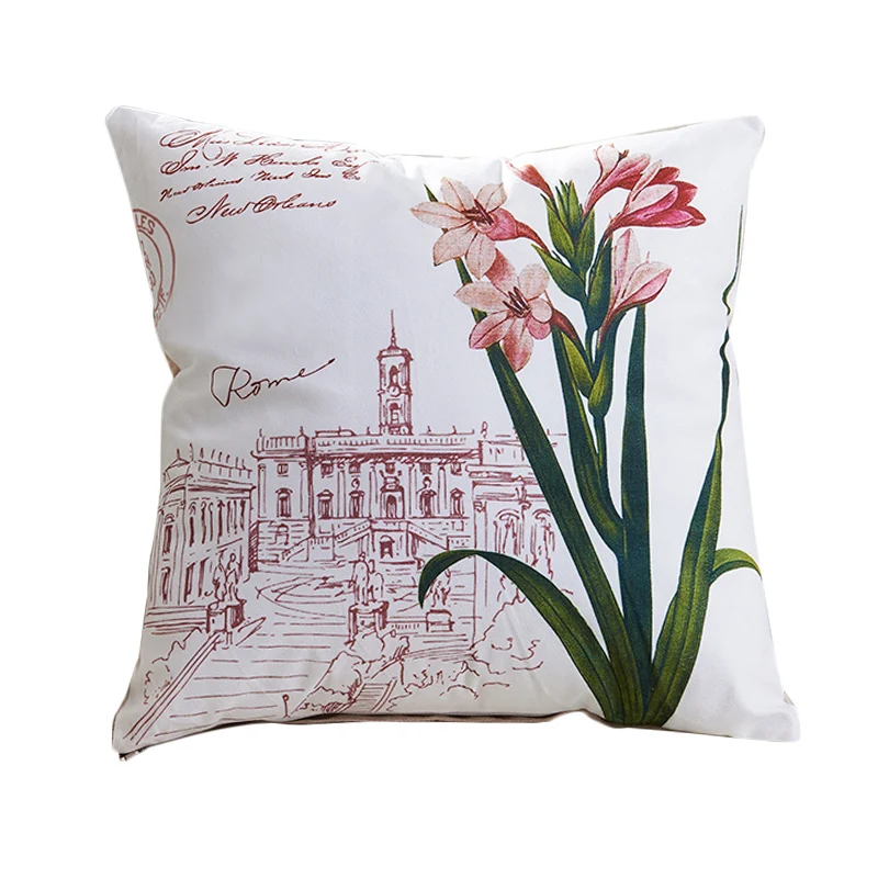 New 3D Design Plant Flower Building European Creative Decorative Cushion Cover Throw Pillowcase Plush Polyester  Home Decor