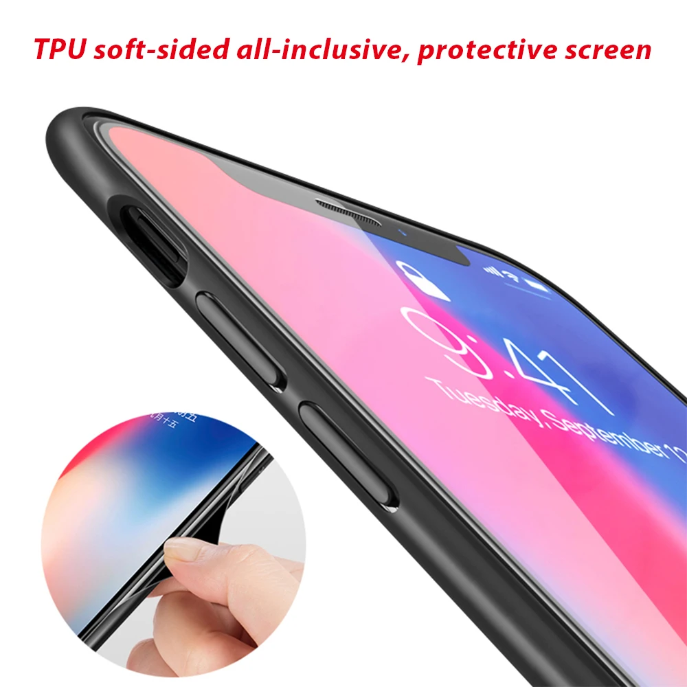 GerTong Tempered Glass Phone Cases For iphone 8 7 6 6S plus X XS Max XR Anti-knock Scenery Glass Back Cover for iphone 7 case