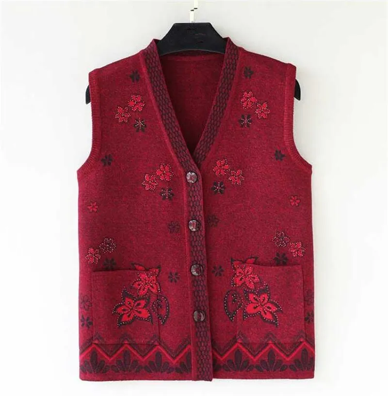 Женский зимний женский жилет свитер жилет куртка свитер жилет осень большой размер женский кардиган без рукавов куртка HK131 - Цвет: Red wine