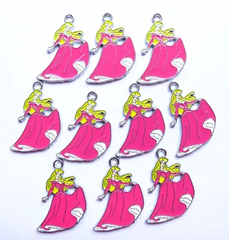 

Cartoon 20 Pcs Cartoon Princess Aurora Enamel Metal Charms Pendant Jewelry DIY Making D53