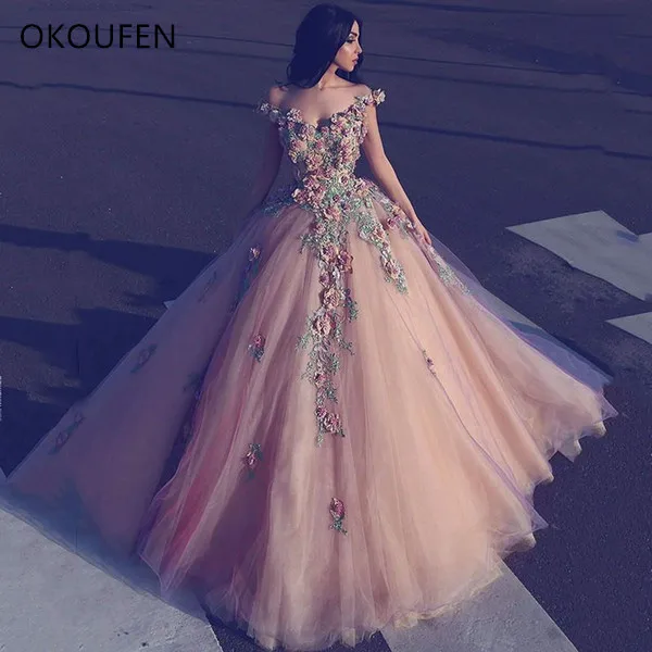 

Quinceanera Dresses 2019 Blush Ball Gown vestido de 15 anos de debutante Sweet 16 Dresses Dubai Arabic ballkleid 3D Flowers