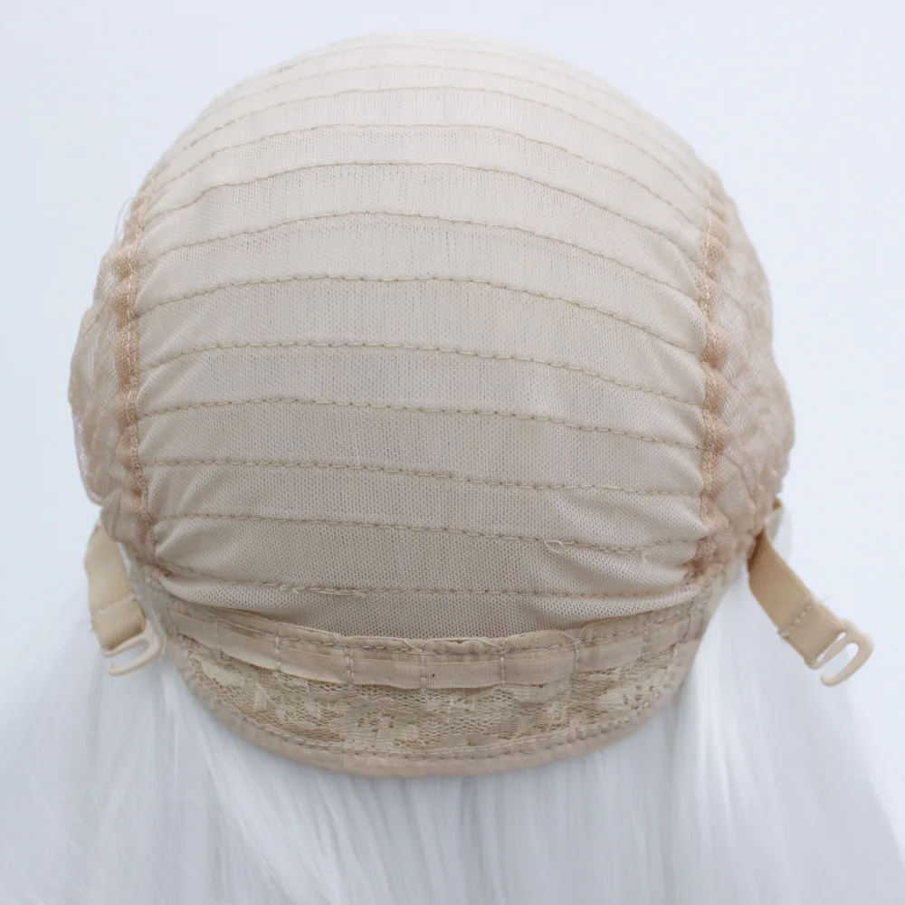 V'NICE длинные белоснежные синтетические кружевные передние парики для белых женщин Косплей Прямые высокотемпературные волокна фронтальные волосы