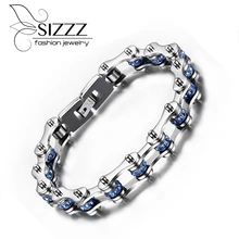 Женский браслет из нержавеющей стали браслет для велосипедной цепи ювелирные изделия с кристаллические браслеты ювелирные украшения для женщин синий