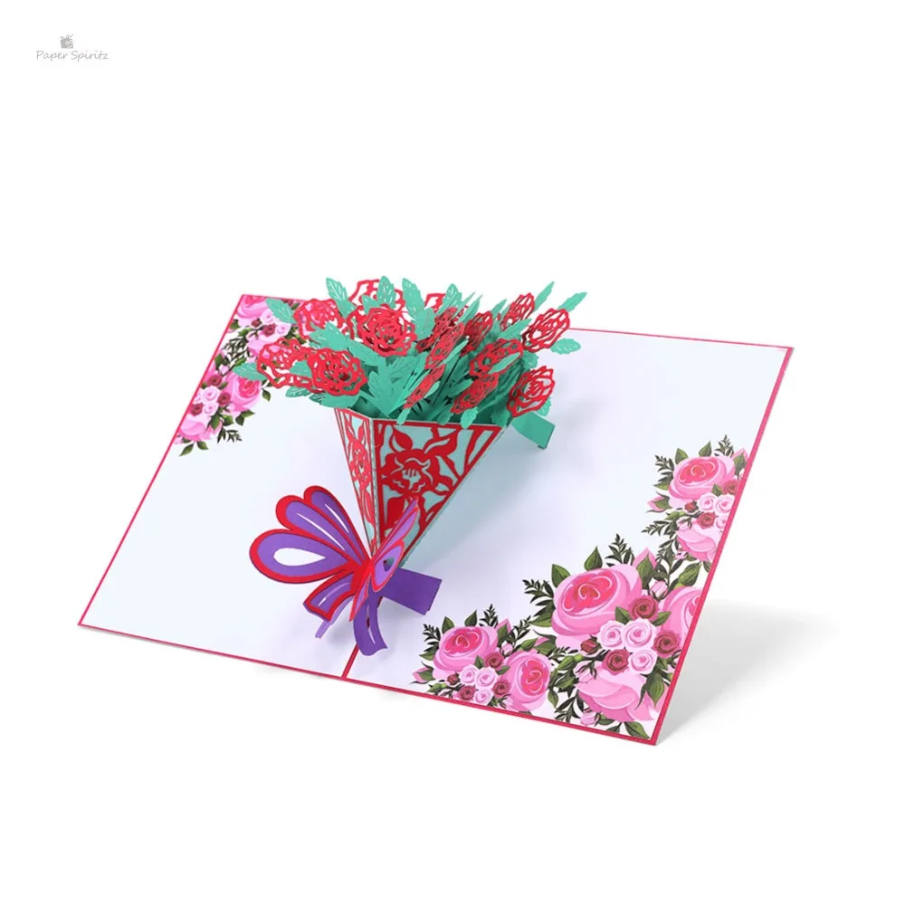  Thank You Thanksgiving 3D Pop Up Greeting Post Cards for Birthday Lover Valentine's Day Rose Weddin - 32890097576