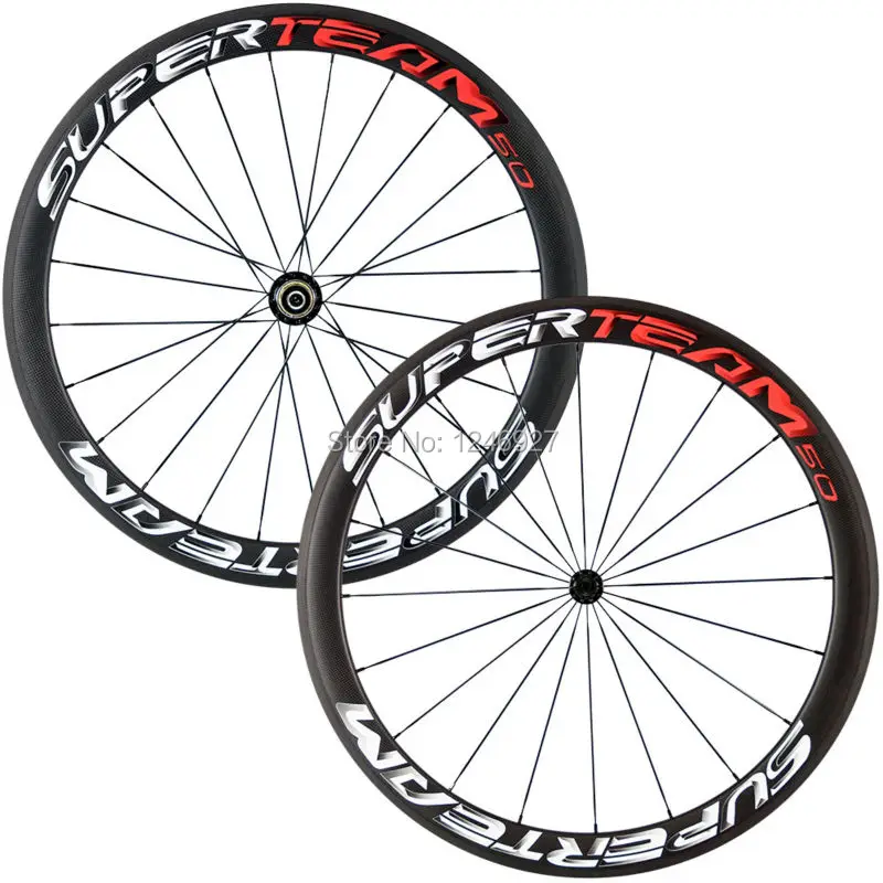 

50mm Clincher Carbon Wheelset Superteam 23mm Width With Powerway R13 Hub Road Bike Carbon Wheels Bicycle Wheel