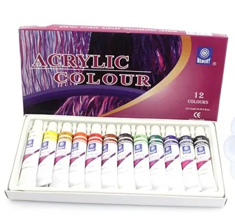 12 Цветов 12 мл тюбик акриловой краски комплект Цвет ногтей художественного стекла Краски ing Краски для ткань рисунок инструменты AOA028