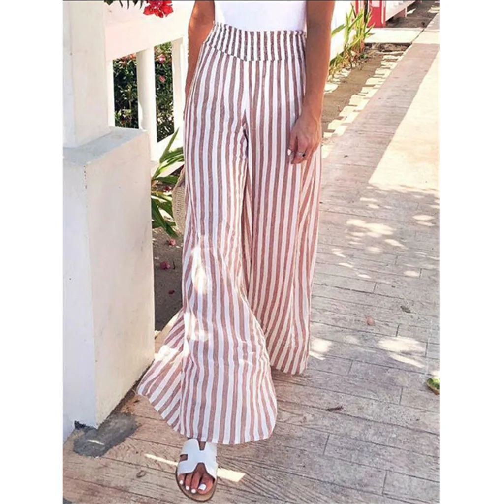 

Pants women summer pantalon femme casual pants streetwear Striped Daily Casual Loose Wide Leg Pants T430