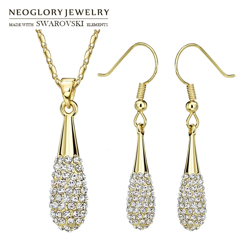 

Neoglory Rhinestone Jewelry Set Luxuriant Gold Color Beads Lady Necklace & Earrings Embellished With Crystals From Swarovski