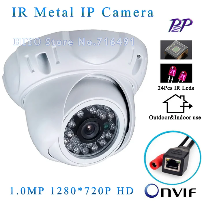 

1280*720P 1.0MP Mini Dome IP Camera ONVIF 2.0 Waterproof Indoor/Outdoor IR CUT Night Vision P2P Plug and Play Free Fast Shipping