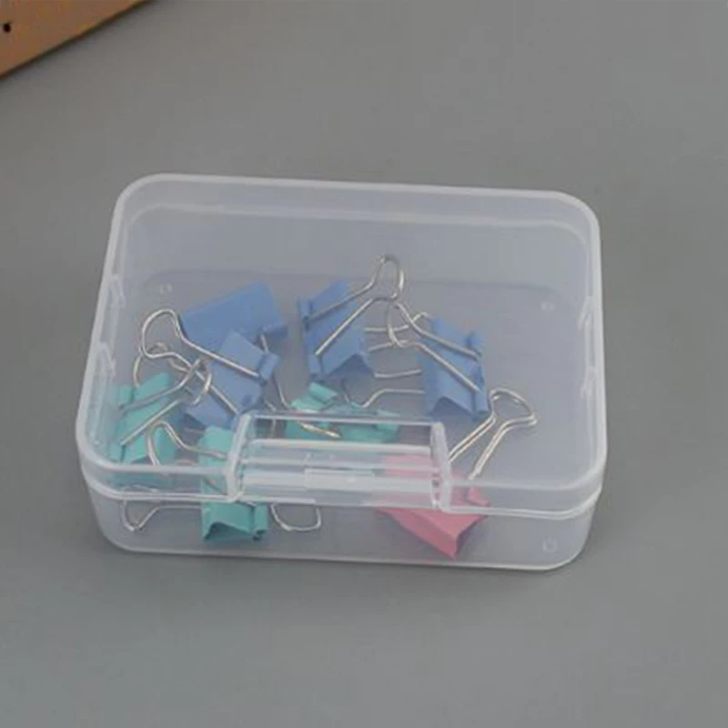 Маленькая застежка прямоугольная пластик Jewelry Дисплей Организатор Прозрачный Craft Case Подставка для канцелярских принадлежностей Коробка для хранения 9,4*6,8*3,1 см - Цвет: Белый