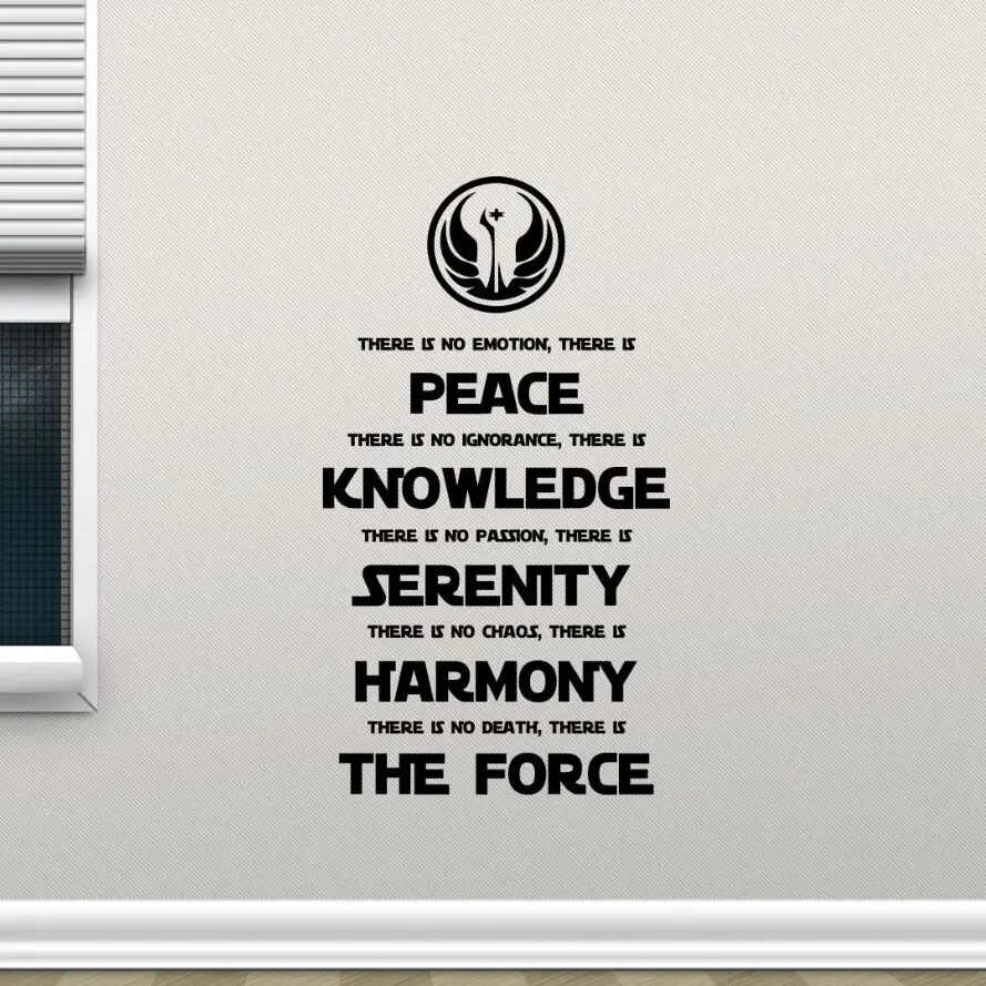 

Star Wars Wall Decal Jedi Code Vinyl Wall Sticker Home Living Room Decoration New Design Movie Poster Popular Quote Decal AY1016