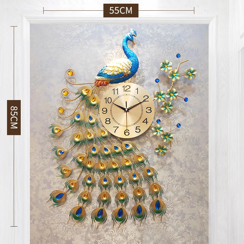 Домашний декор настенные часы Павлин гостиная спальня бесшумные настенные часы креативные металлические цифровые часы настенные часы современный дизайн часы