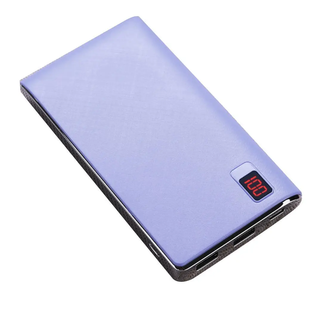 Внешний аккумулятор 10000 mAh портативное зарядное устройство резервные батареи lcd 2USB тонкий для Xiaomi Mi iPhone huawei samsung - Цвет: Purple