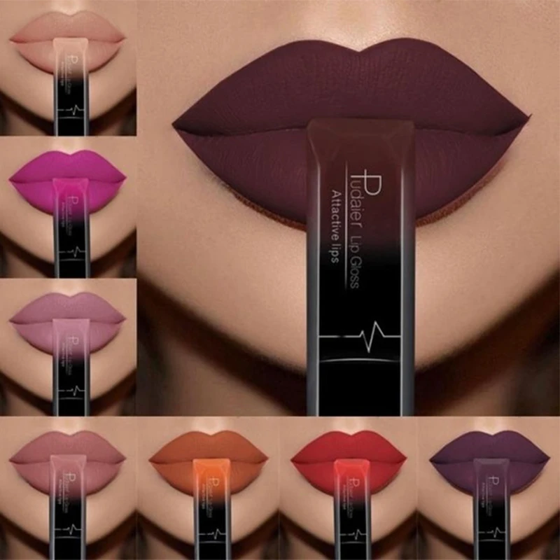 

New Brand Makeup PUDAIER 21 Color Sexy Liquid Lip Gloss Matte Lipstick Waterproof Long Lasting Velvet Metallic Lip Stick Make Up