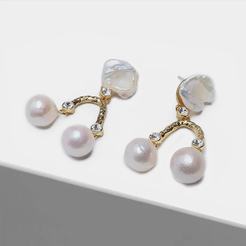 

Irregular natural pearl earrings drop pearl earrings