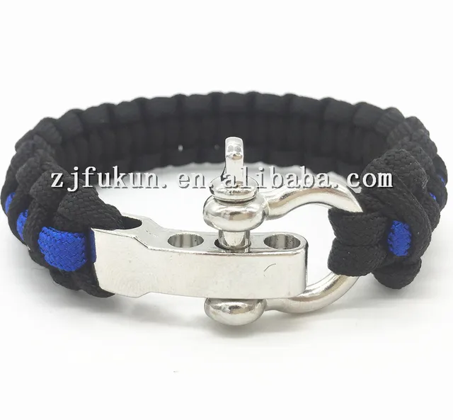 Outdoor Camping Thin Blue Line Black Braided Cobra Weave Paracord Outdoor Camping Thin Blue Line Black Braided Cobra Weave Paracord Survival Bracelet Police Lives Matter