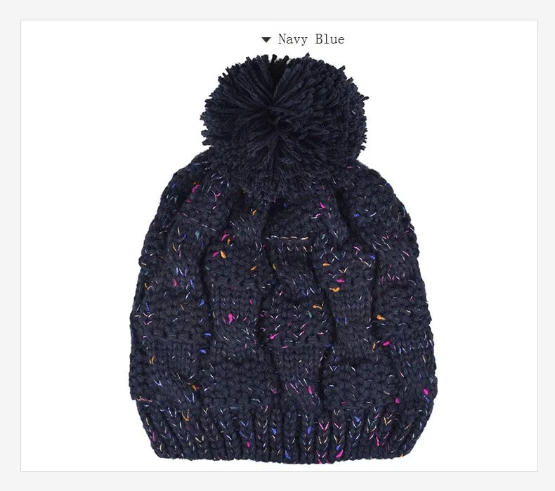 2015 New Autumn and Winter Thick Warm Solid Knit Women Hat Female Cap with lint (24)