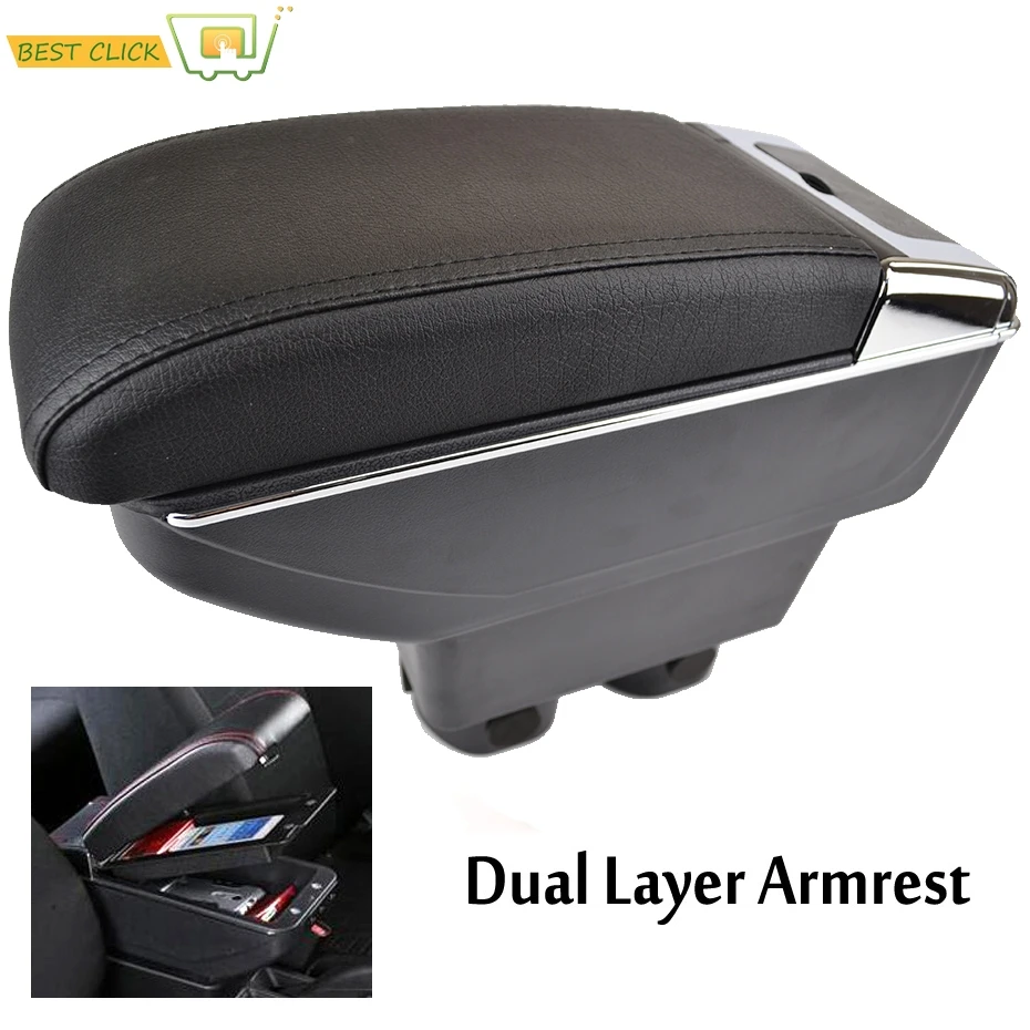 

Dual Layer Center Console Storage Box For Nissan VERSA TIIDA LATIO 2007-2011 Faux Leather Armrest Arm Support 2008 2009 2010
