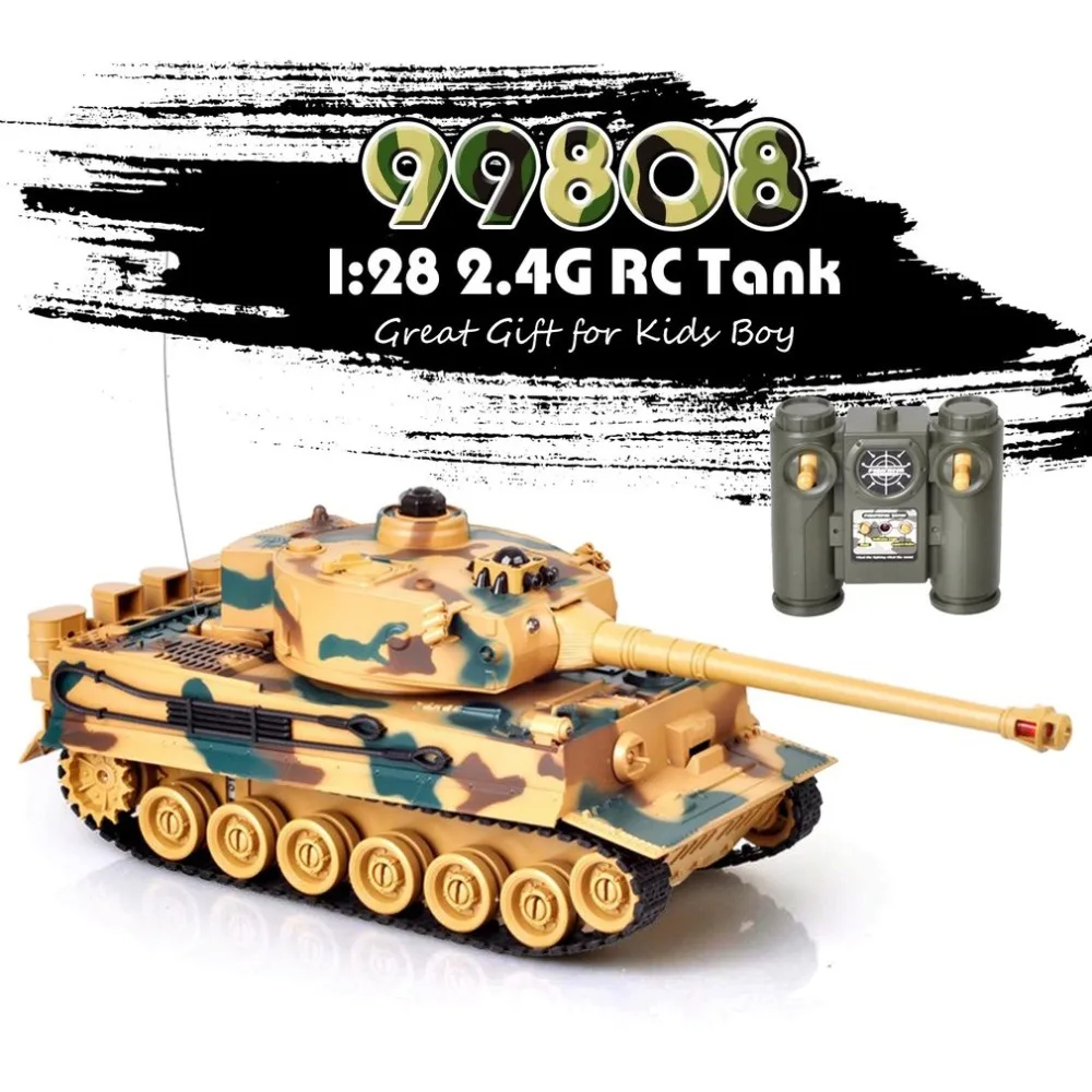 

1:28 2.4G RC Tank 27Mhz Infrared RC T90 Tank Remote Control Tank Remote Toy with Musical Flashing Gift for Children Kids Boys