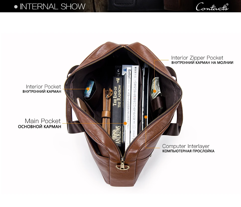 Высококачественный мужской портфель из натуральной кожи для ноутбука 17 дюймов, мужские сумки через плечо, Вместительная деловая сумка на плечо