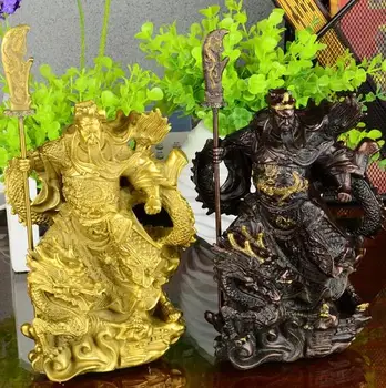 

23cm Pure copper riding a dragon duke guan wu mammon furnishing household