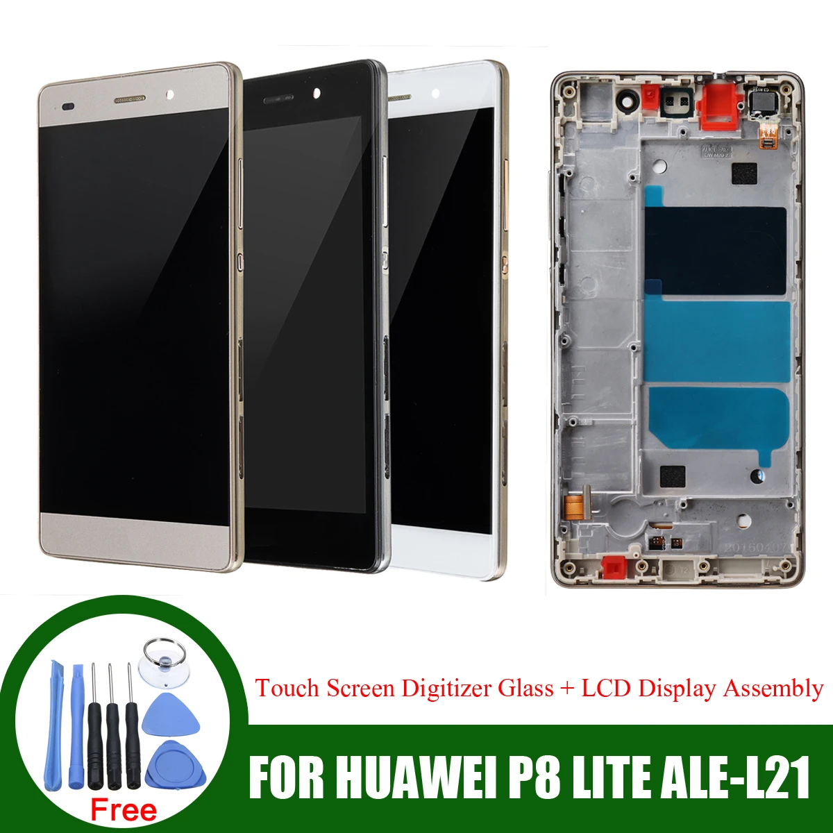 

For HUAWEI P8 LITE ALE-L21 Touchs Screen Digitizer Glass + LCD Display Assembly + Tools Replacement