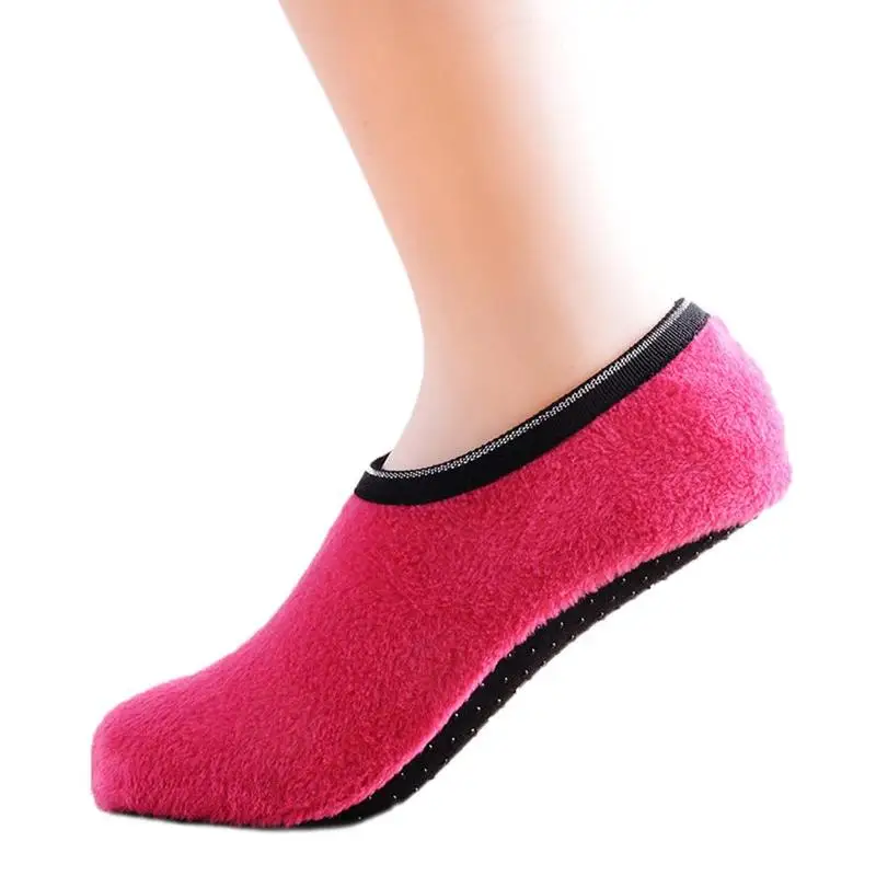 Winter Floor Socks Velvet Indoor Short Anti-skid Boat Socks Solid Color Warm Sock Slippers Living Room Shoe Cover Copriscarpe