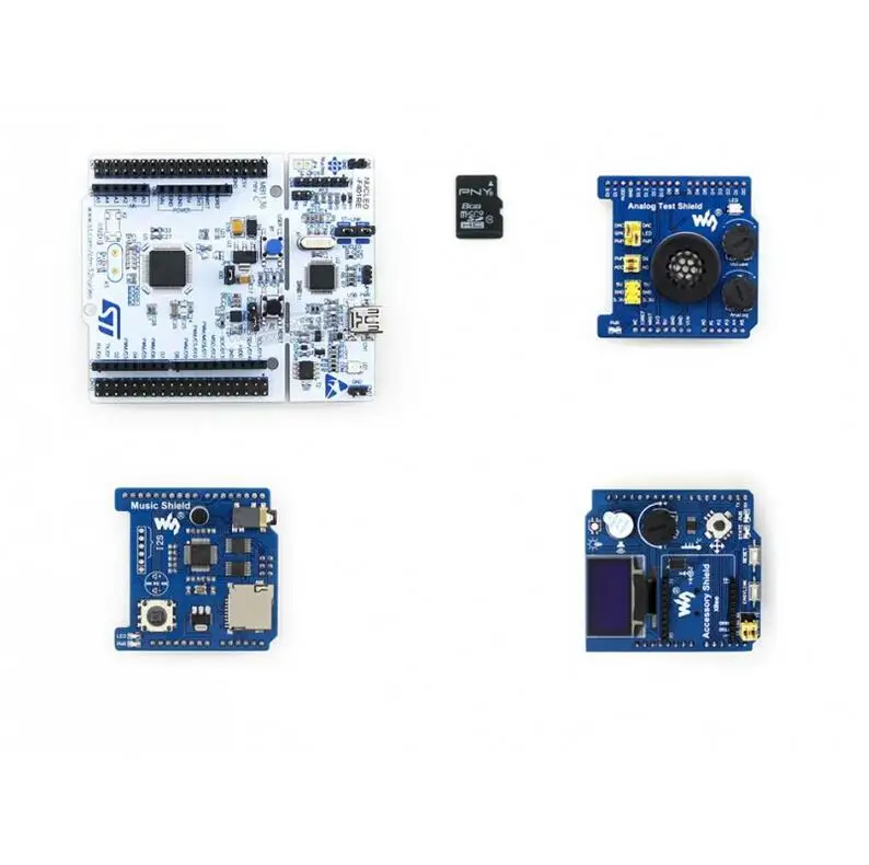 

Module Nucleo-f401re Package B = Nucleo-f401re+ Accessory Shield +analog Test Shield +music Shield
