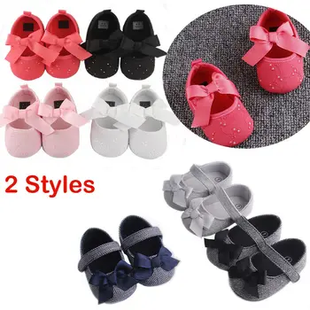

Toddler Newborn Baby Girl Crib Shoes Bowknot Soft Sole Prewalker Sneakers Floral