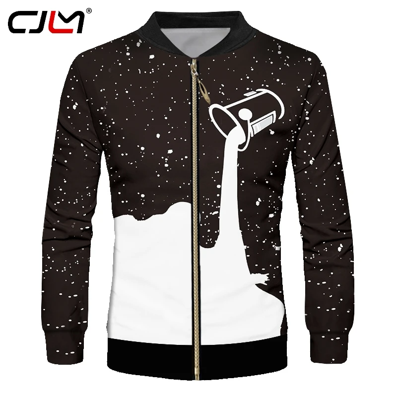 

CJLM Dropshipping Zip Jacket Men's Cool Print Drop Space 3d Jackets Pour Milk Coats Homme Long Sleeve Outwears Tracksuits
