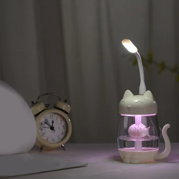 

3 in 1 350ML USB Cat Air Fresheners Air Humidifier Ultrasonic Cool-Mist Maker With LED Light Mini USB Fan for Home office Decor