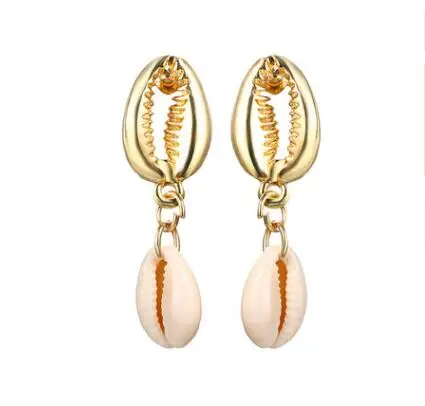 Fashion 2019 Natural Sea Shell Drop Earrings For Women Colorful Painted Shell Beads Pendant Earring Summer Beach Jewelry Brincos SHBE-E03