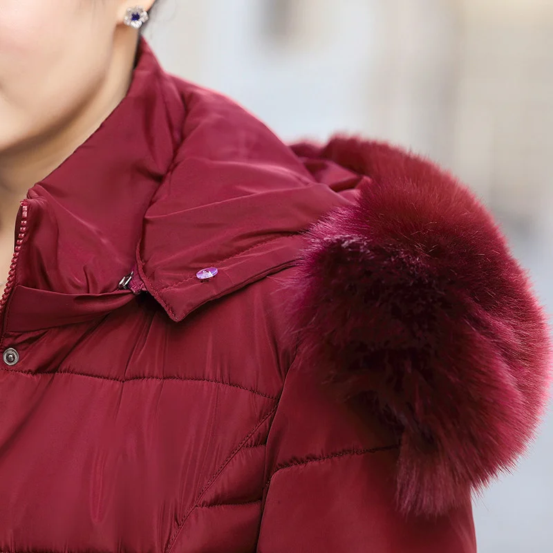 Smiao Plus Size 5XL Winter Jacket Women Female Black Coat 2018 Woman Parka Long Sleeve Hood Slim Keep Warm Big Fur Collar 4XL