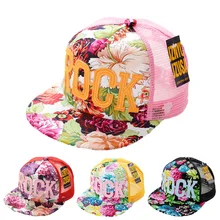 2018 Flowers Print Summer Rock Children’s Baseball Caps Baby Boys Girls Summer Sun Mesh Caps Snapback Hat