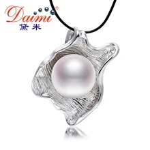 DAIMI 11-12MM Natural Freshwater Big Pearl Necklace 925 Sterling Silver Pendants for Women Pearl Necklace Jewelry PFP155