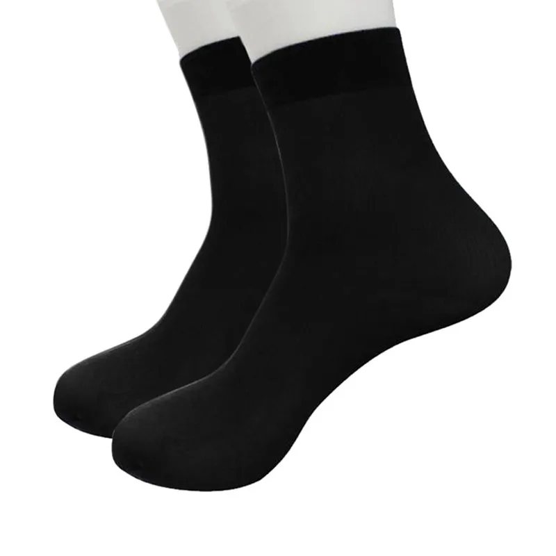 

2019 New Design 8 Pairs Bamboo Fiber Ultra-thin Elastic Silky Short Silk Stockings Mens Socks Black White Solid socks men ca D1