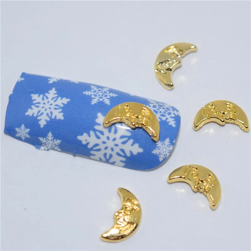 

NEW 10Pcs 3D Nail Art Decorations Gold Moon Art Tools Crystal Rhinestone For Nails Alloy Decorations Nail Art Glitter DIY #308