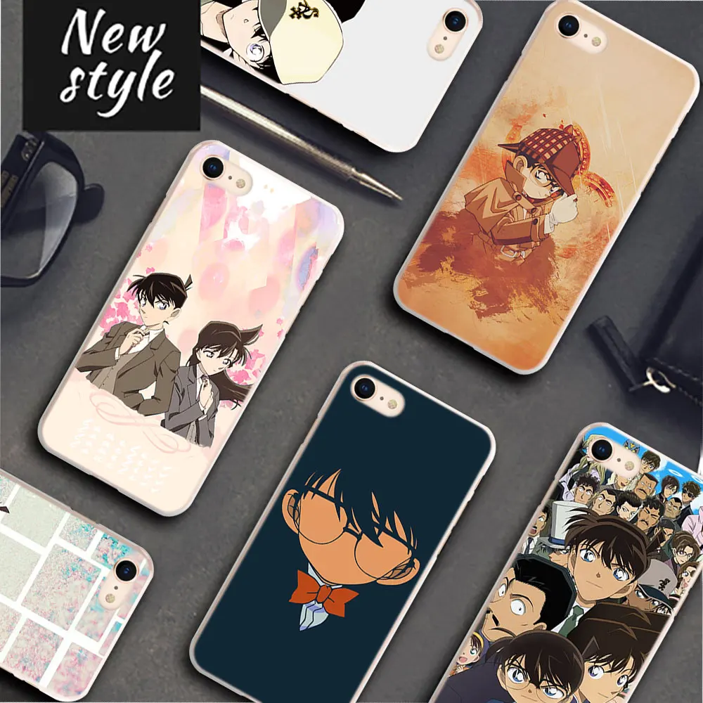 

BiNFUL Detective Conan Pattern Transparent frame Hard Phone Cases Cover for Apple iPhone 7 8 7Plus X 6 6s 6Plus 5 5S 4S