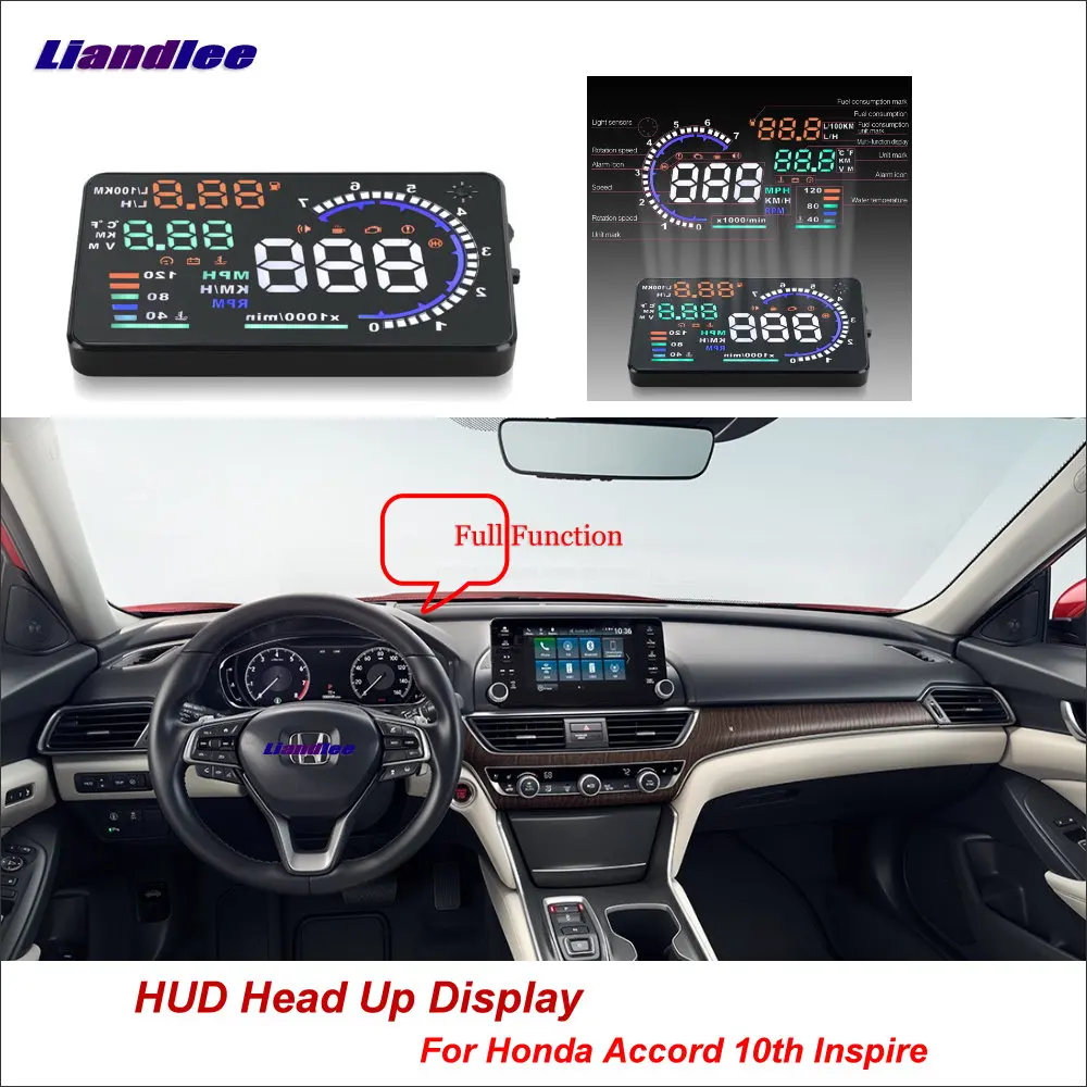 

Liandlee Car Head Up Display HUD For Honda For Accord 10th Inspire 2017-2018 Dynamic Driving Computer Projector Screen Detector