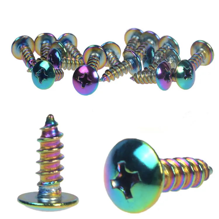 1 Package Motorcycle Pure steel rainbow colored bolt Self tapping